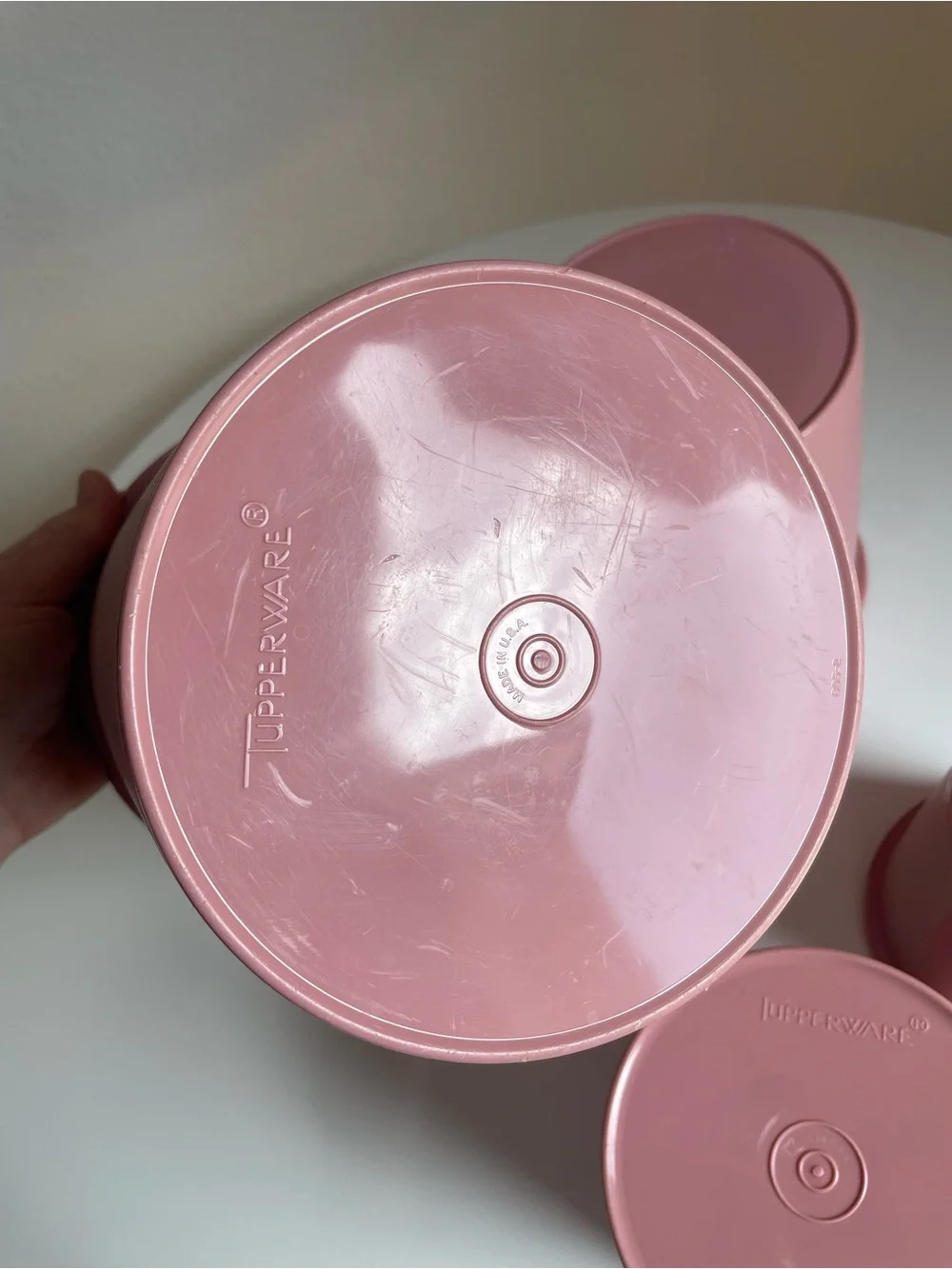 Vintage 80s Tupperware Servalier Canister Set of 4, Dusty Rose